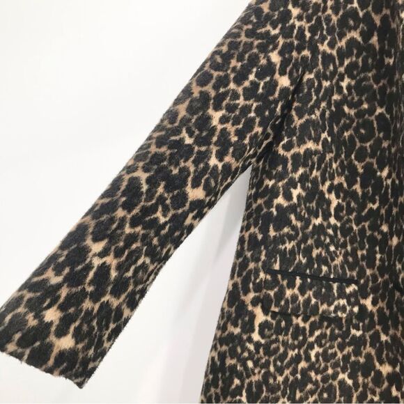Talbots Black Tan Animal Leopard Print Button Up Wool Blend Coat - Picture 5 of 16
